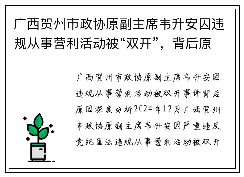 广西贺州市政协原副主席韦升安因违规从事营利活动被“双开”，背后原因深度分析